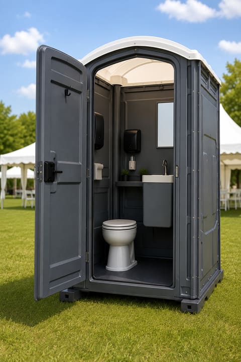Deluxe flushing portable toilet